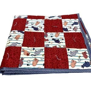 Handmade NWT cat themed baby or lap quilt 43” X 38”